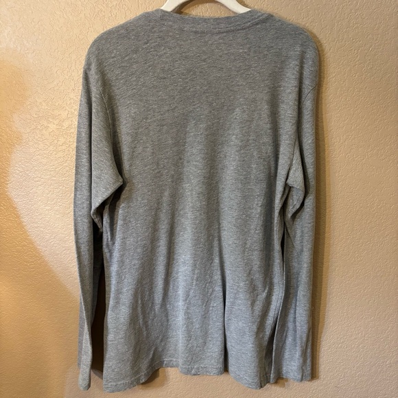 Oakley Tee Medium Gray Long Sleeve Blue White Geometric Logo Graphic Regular Fit - Picture 6 of 11